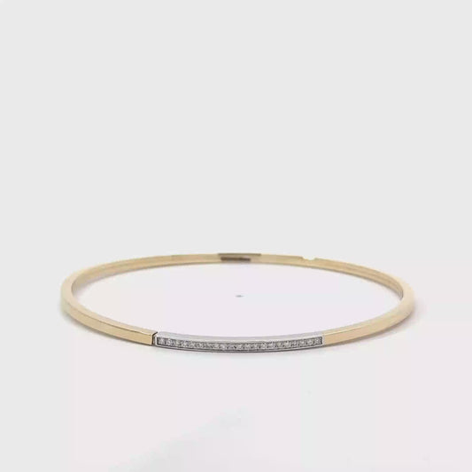 14k Yellow & White Gold 0.15cttw Diamond Grain Bangle