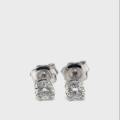 18k White Gold 0.80ct Round Brilliant Diamond Stud Earrings