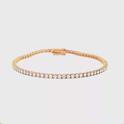9k Yellow Gold 3.15cttw Round Brilliant Cut Lab Diamond Tennis Bracelet