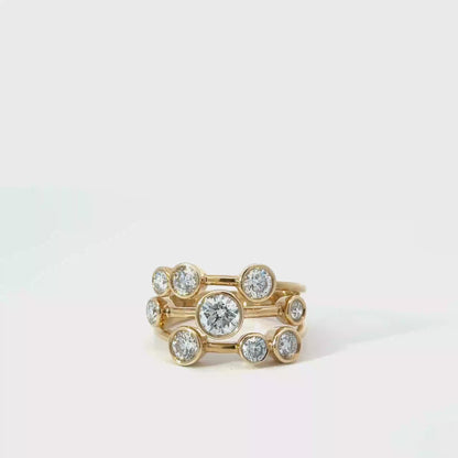 9k Yellow Gold 1.50cttw Round Brilliant Cut Lab Diamond Scatter Ring