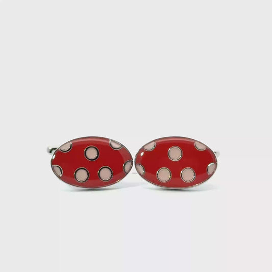 Red & White Spots Cufflinks
