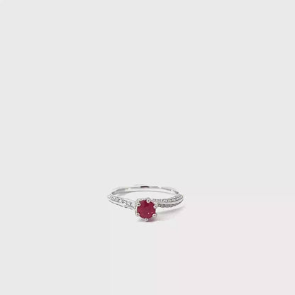 Platinum Round Cut Red Ruby Solitaire Ring