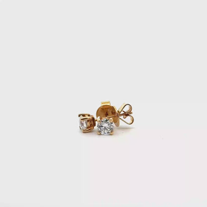 18k Yellow Gold 0.82cttw Round Brilliant Cut Lab Diamond Stud Earrings