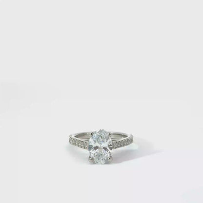 Platinum 1.85cttw Oval Cut Lab Diamond Solitaire Engagement Ring