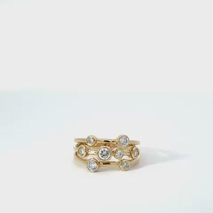 9k Yellow Gold 0.50cttw Round Brilliant Cut Lab Diamond Scatter Ring