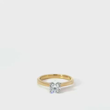 18k Yellow Gold 0.70ct Round Brilliant Cut Lab Diamond Solitaire Engagement Ring