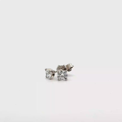 18k White Gold 1.02cttw Round Brilliant Cut Lab Diamond Stud Earrings