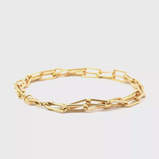 9k Yellow Gold Double Paper Link Bracelet