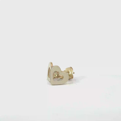 9k Yellow Gold Heart Cut Out Stud Earrings