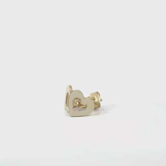 9k Yellow Gold Heart Cut Out Stud Earrings