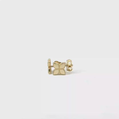 9k Yellow Gold Petal Stud Earrings