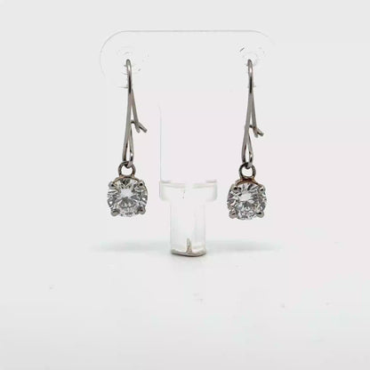 18k White Gold 1.43cttw Round Brilliant Cut Lab Diamond Drop Earrings