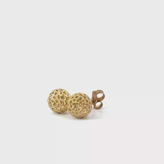 9k Yellow Gold Filigreed Ball Stud Earrings