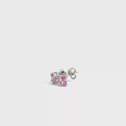 9k White Gold Oval Cut Pink Sapphire Stud Earrings