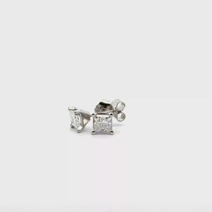 Platinum 1.42cttw Princess Cut Lab Diamond Stud Earrings