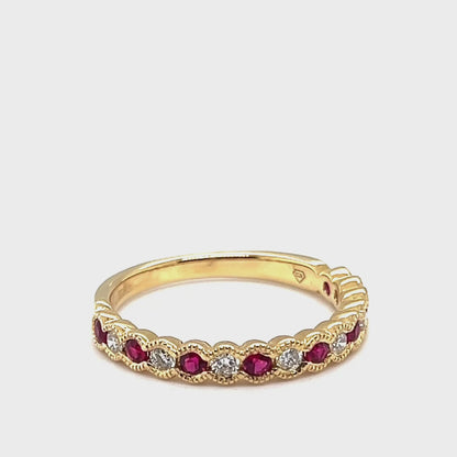 18k Yellow Gold Ruby & Diamond Ring