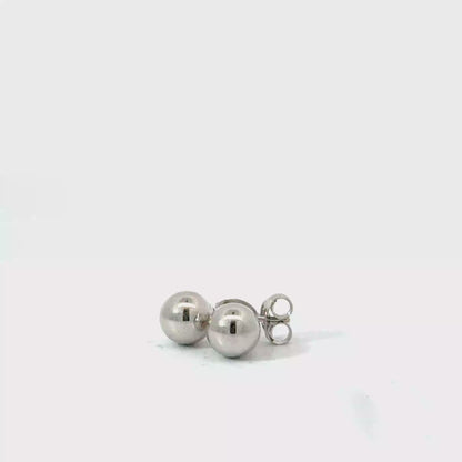9k White Gold 6mm Ball Stud Earrings