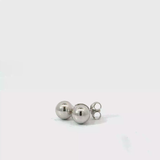 9k White Gold 6mm Ball Stud Earrings