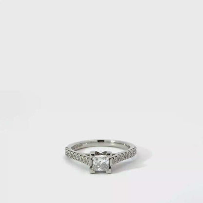 Platinum 0.81cttw Princess Cut Lab Diamond Solitaire Engagement Ring