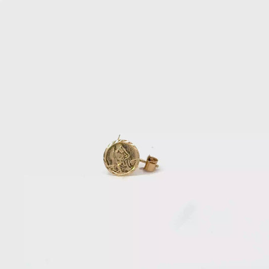 9k Yellow Gold St Christopher Stud Earrings