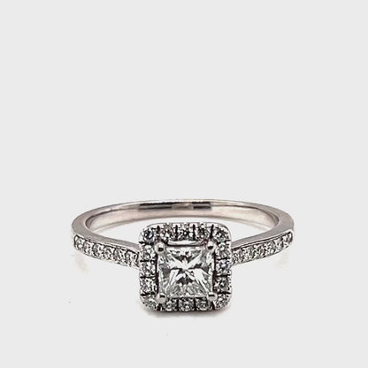 Pre-Loved: 18k White Gold 0.39ct Princess Cut Halo Ring