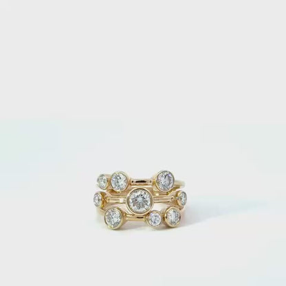 9k Yellow Gold 1.00cttw Round Brilliant Cut Lab Diamond Scatter Ring