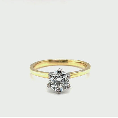 18k Yellow & White Gold 0.90ct Round Brilliant Engagement Ring