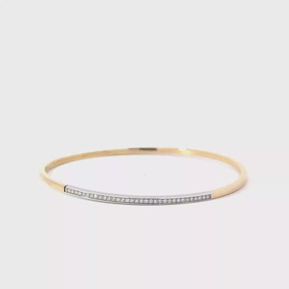 14k Yellow & White Gold 0.24cttw Diamond Grain Bangle