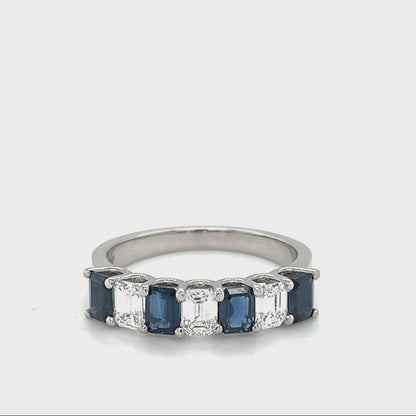 Platinum Octagonal Sapphire & Diamond Ring