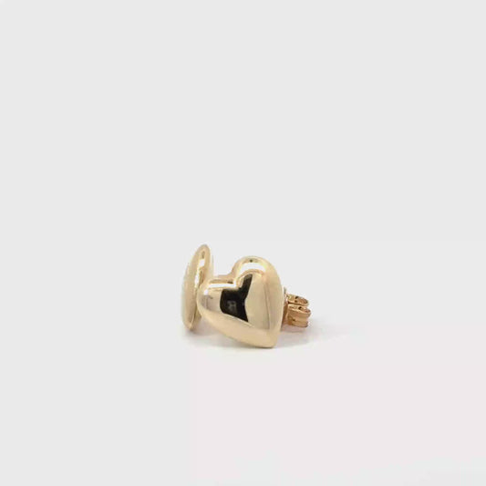 9k Yellow Gold Rounded Heart Stud Earrings