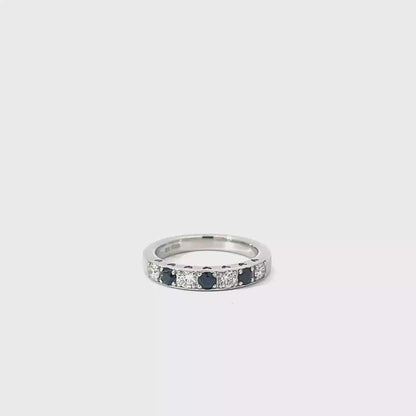 Platinum Round Cut Blue Sapphire Half Eternity Ring