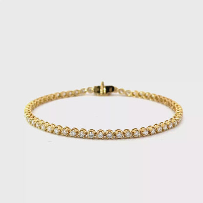 18k Yellow Gold 2.24cttw Round Brilliant Cut Lab Diamond Tennis Bracelet