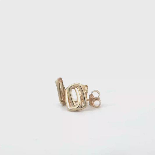 9k Yellow Gold Double Rectangle Stud Earrings