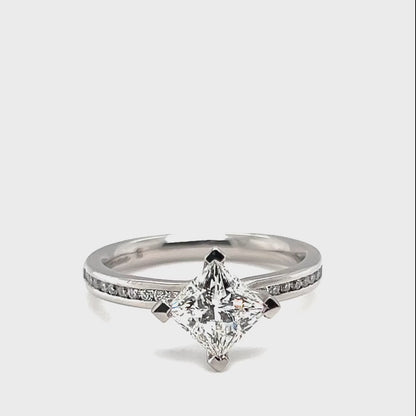 Platinum 1.11ct Princess Cut Diamond Engagement Ring